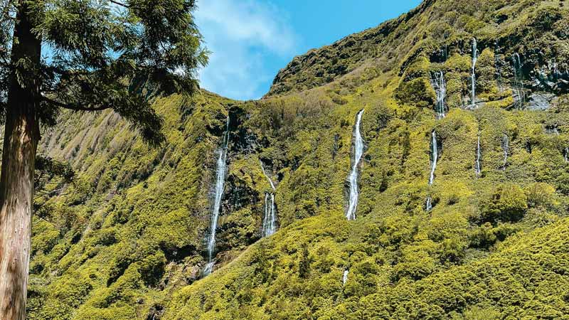 Cascatas na Ilha das Flores nos Açores